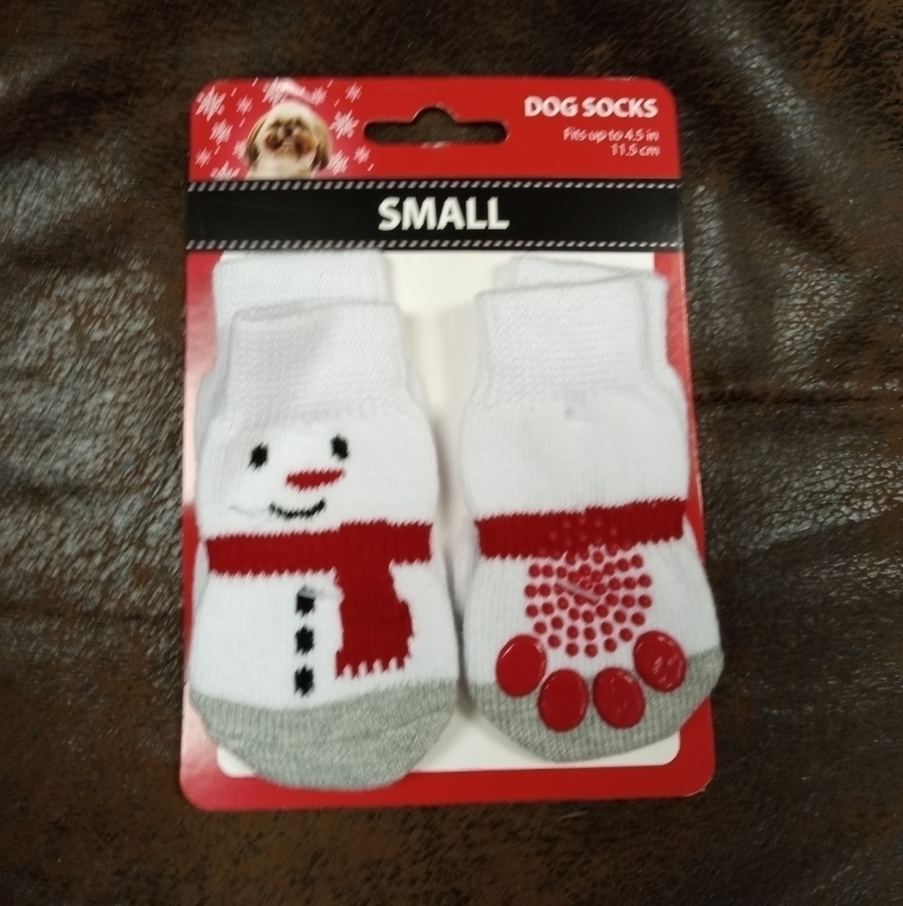 New Christmas Snowman Dog Socks Size Small S